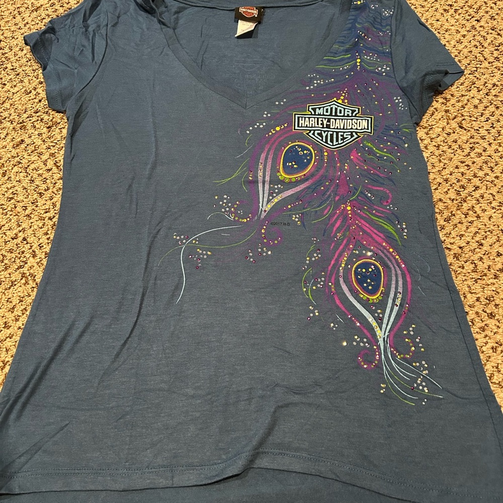 Harley-Davidson Blueish w/purple Graphic Short Sleeve Tee